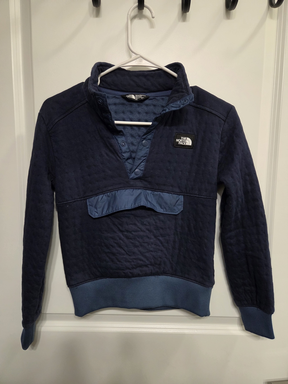 The North Face Boys Navy Quilted Pullover Snap Sweatshirt